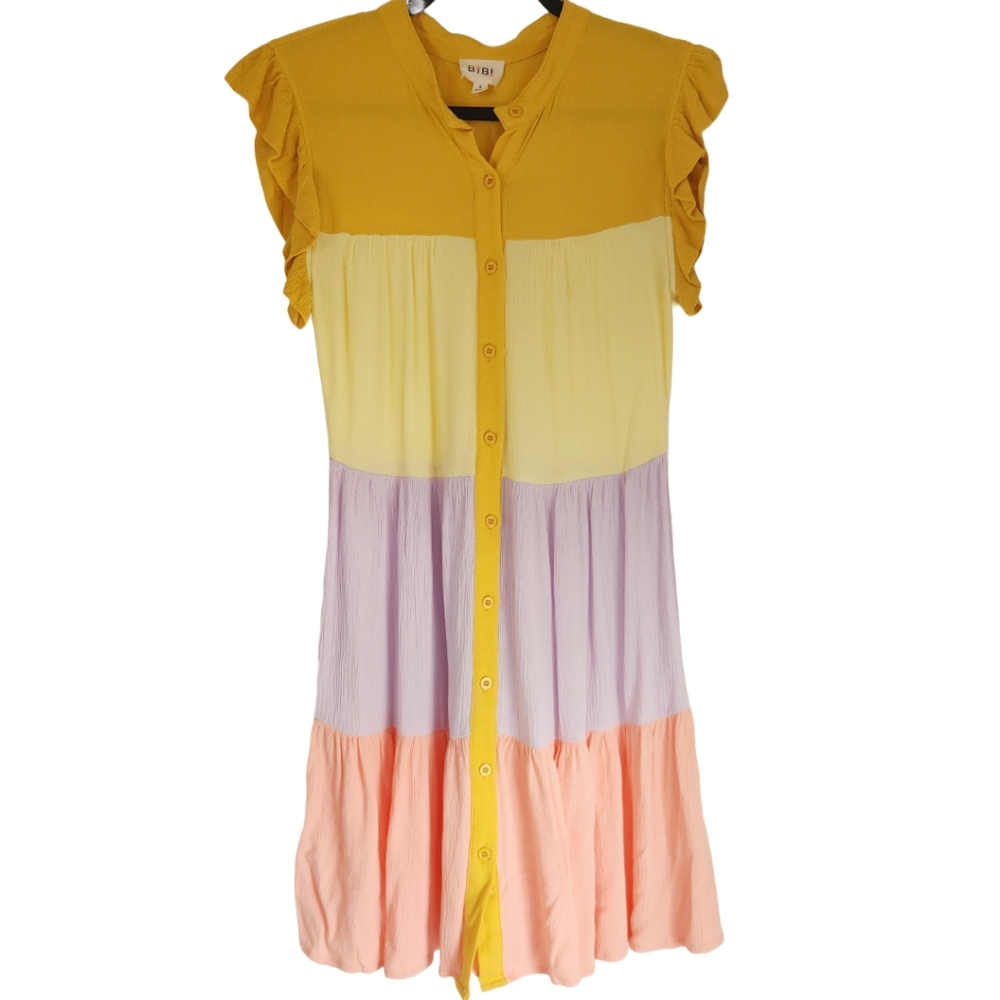 Bibi Spring Color Block Mini Dress (S) - Picture 2 of 6